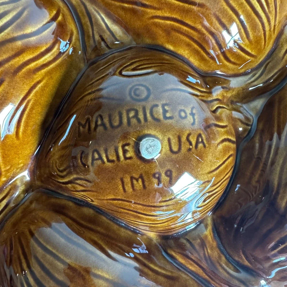 Maurice of California IM 99 Chip Dip Serving Tray‎ Brown Orange Lava Glaze MCM